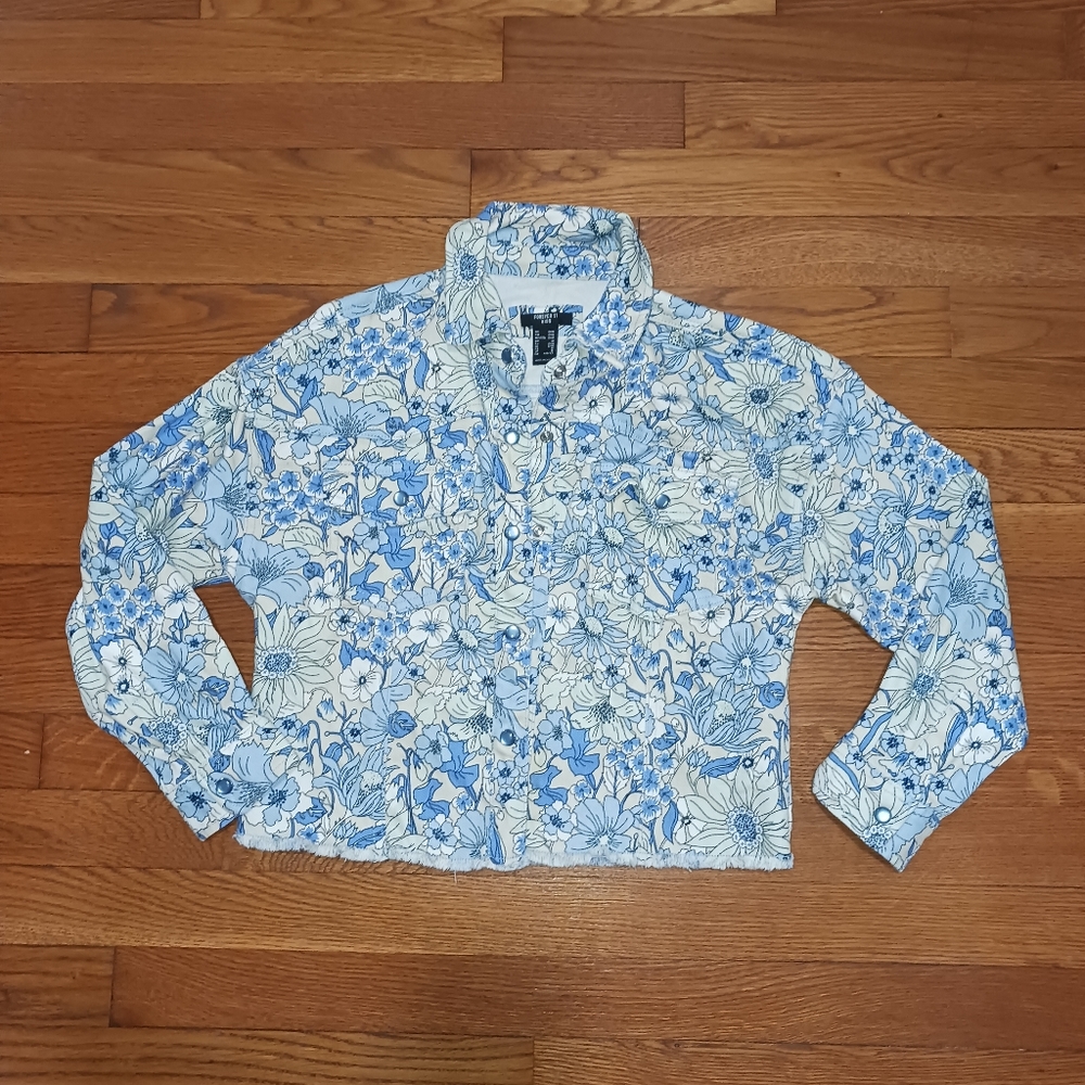 Forever 21 Kids flower crop demin jacket-size 9/10